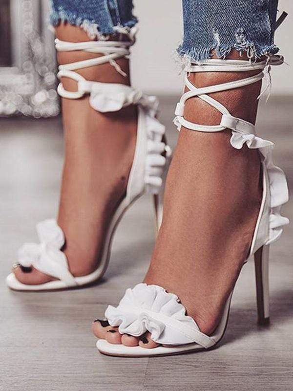 Ruffled High-Heel Sandals