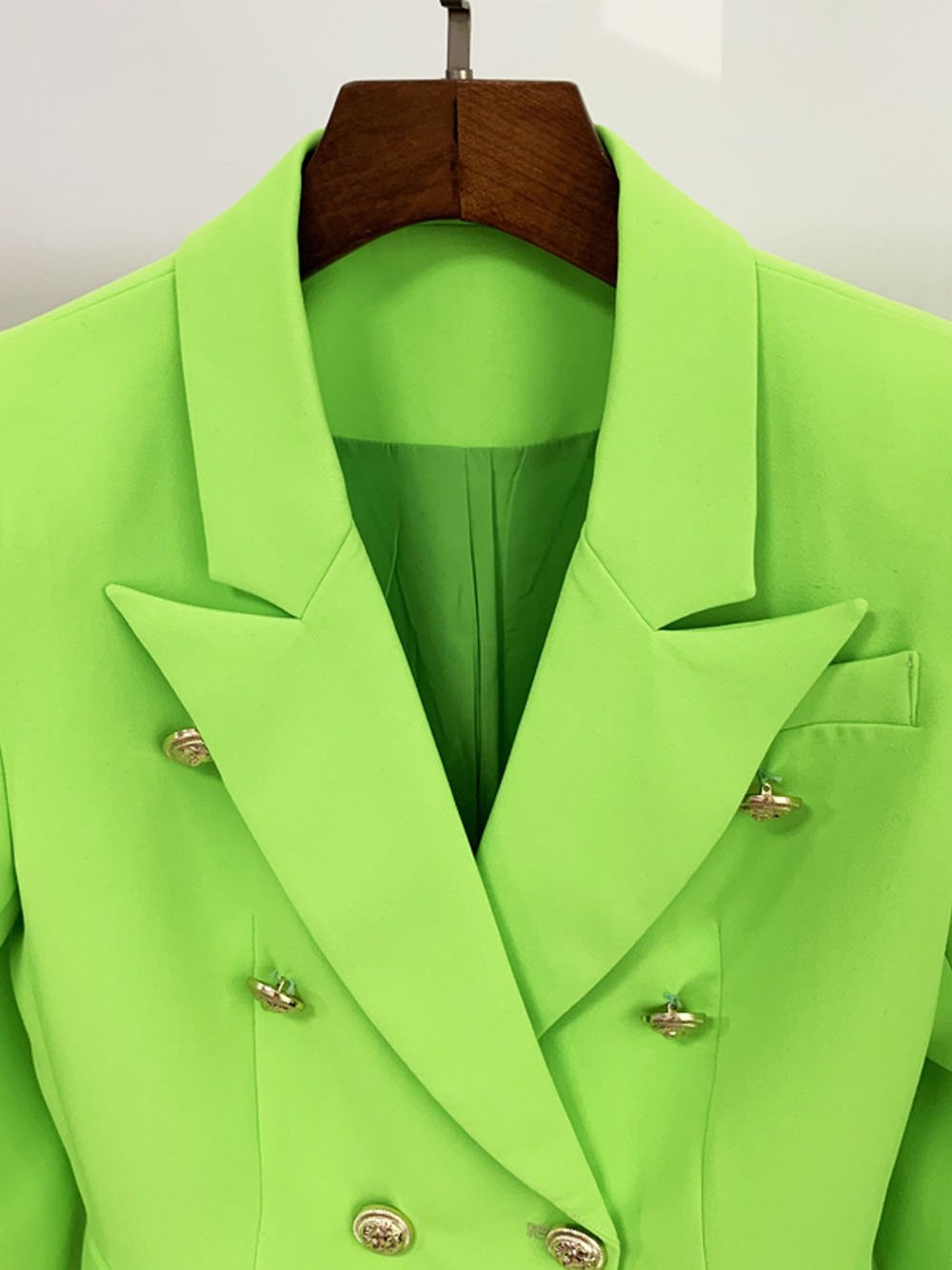 Double Breasted Blazer in Neon Green