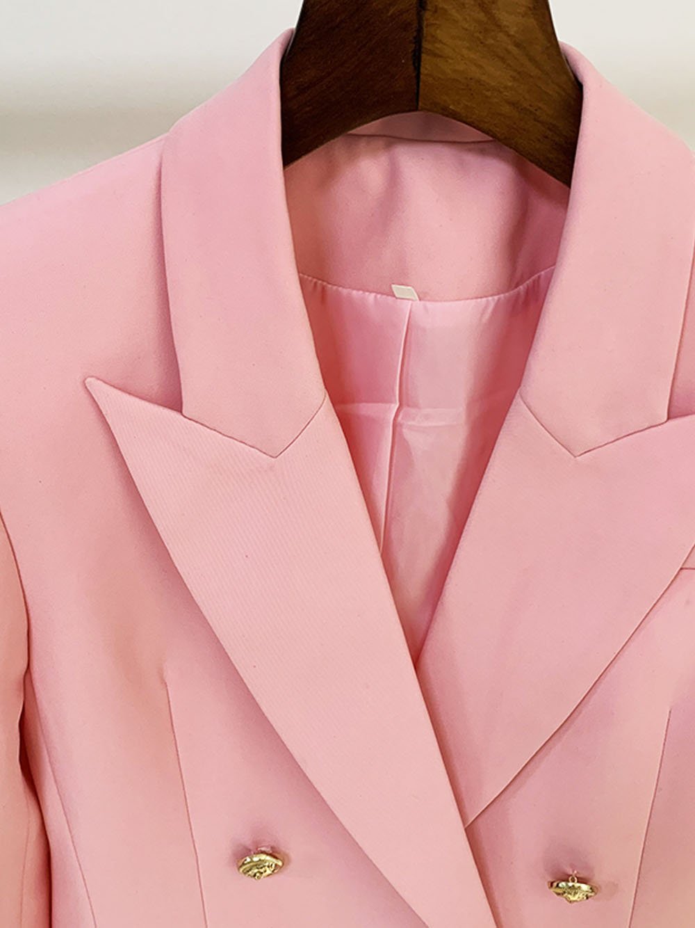 Double Breasted Long Blazer in Pink