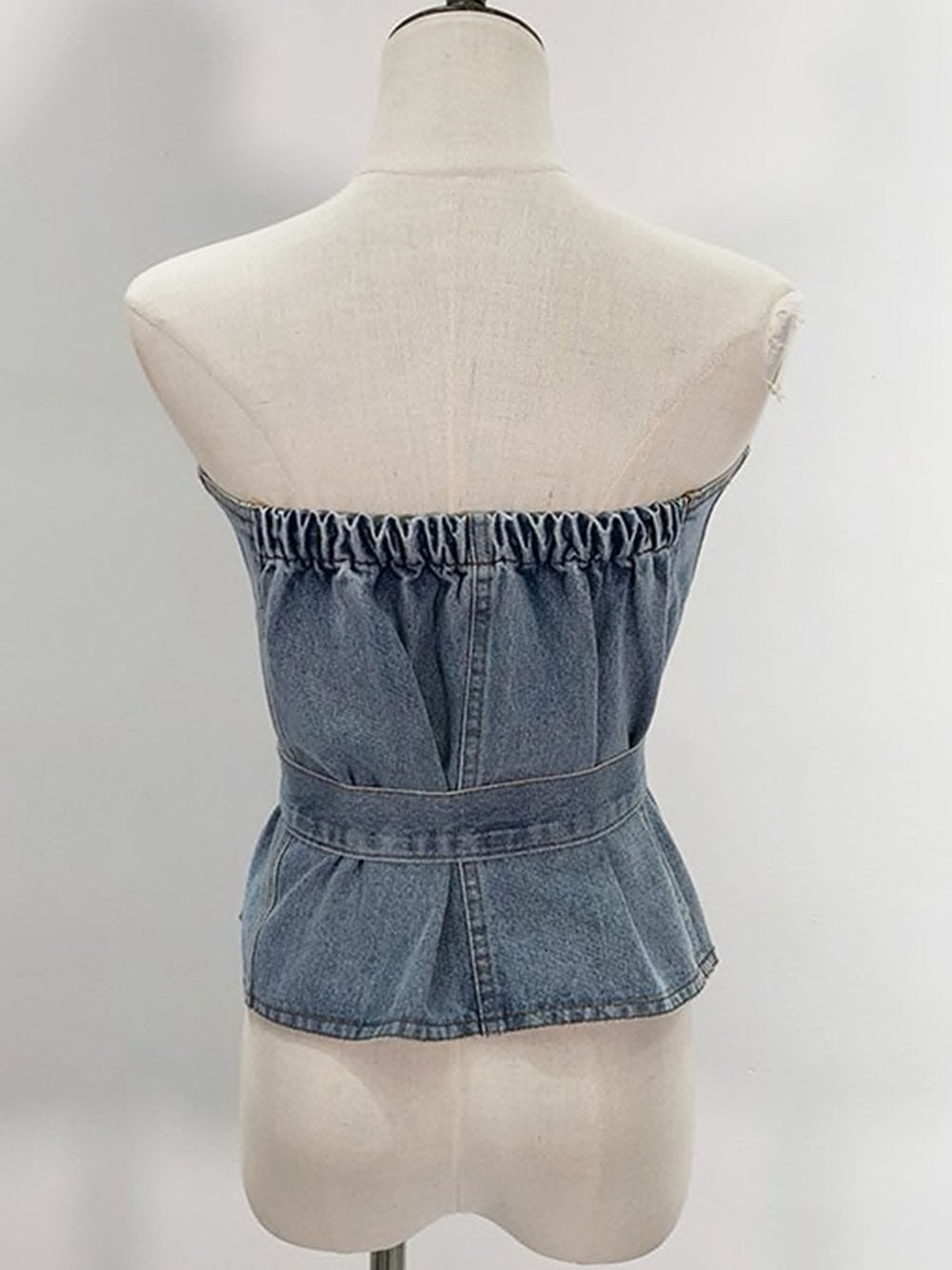 Double Breasted Patched Denim Corset