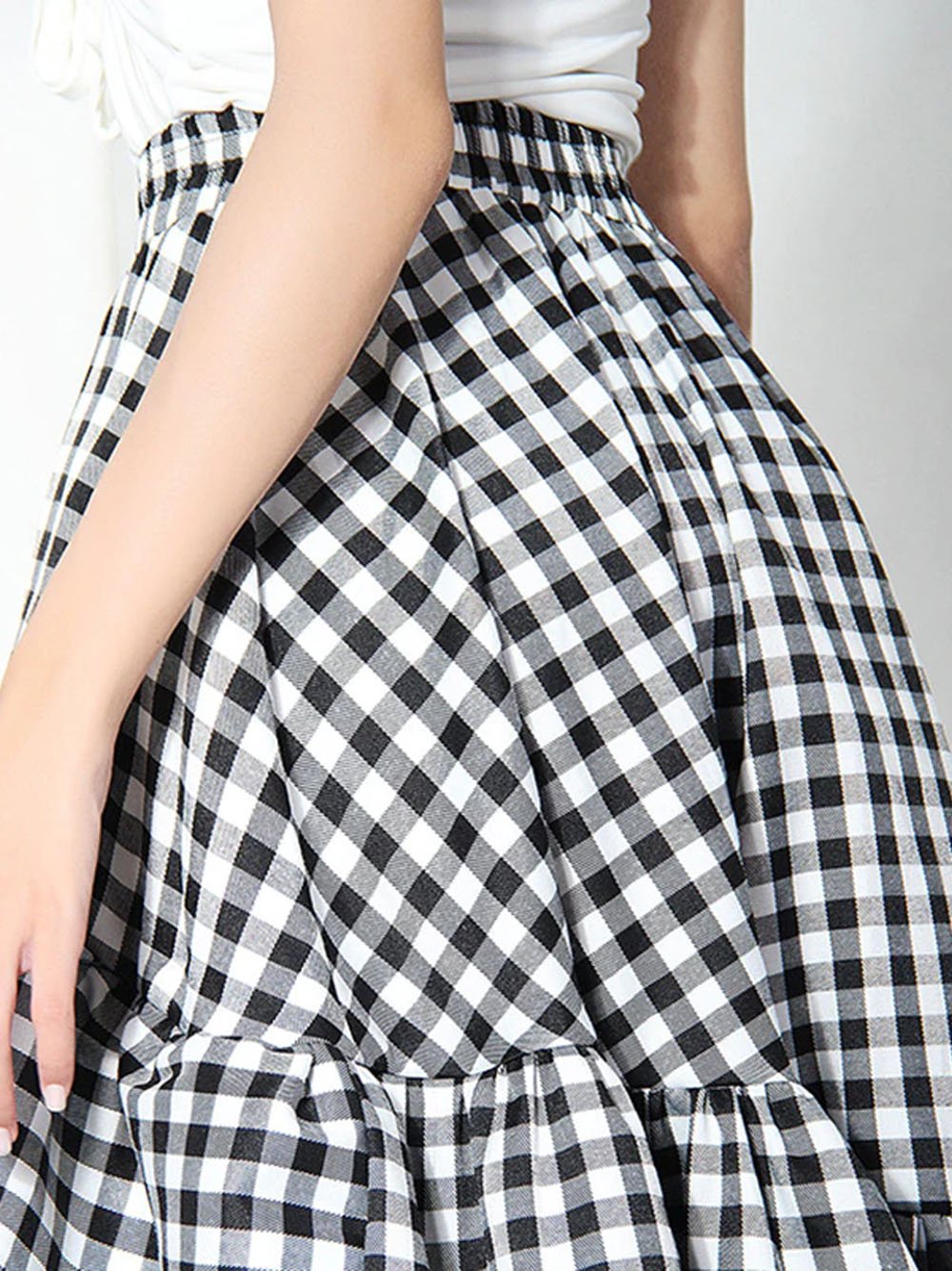 BAMBE Plaid Asymmetrical Skirt