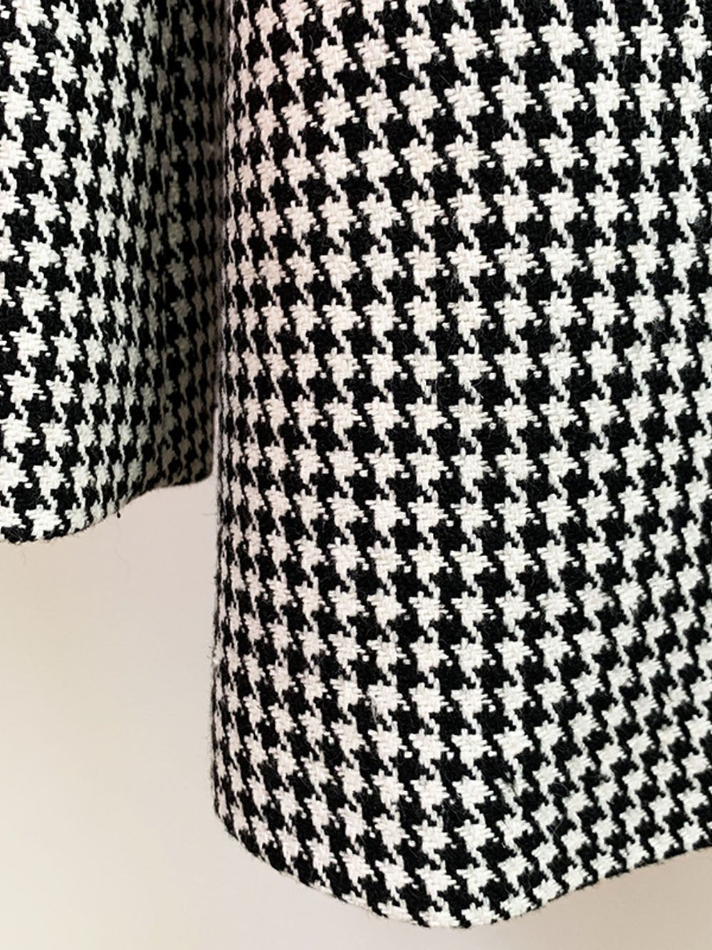Double Breasted Houndstooth Tweed Coat