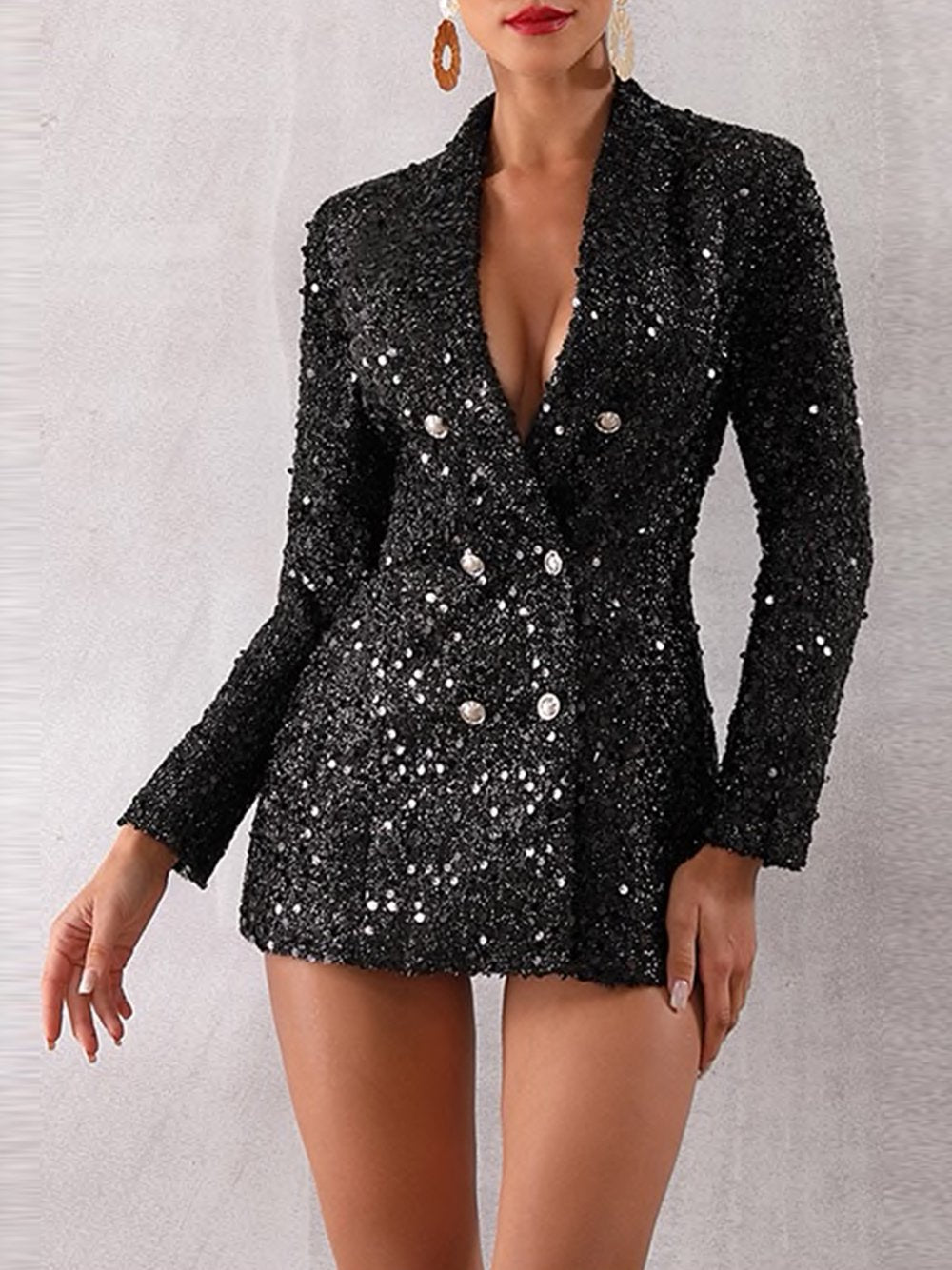 Double-Breasted Sequin Blazer