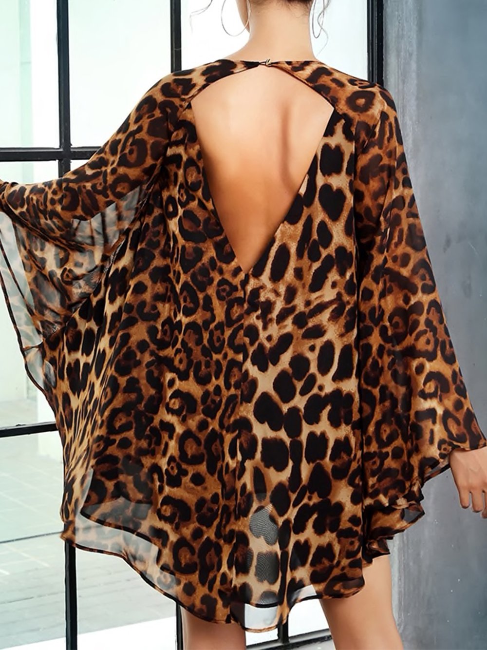 BAMBI Leopard-Print Chiffon Dress