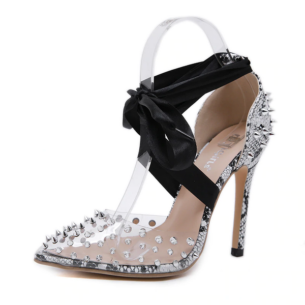 Spiky Snake Transparent Thin Stiletto