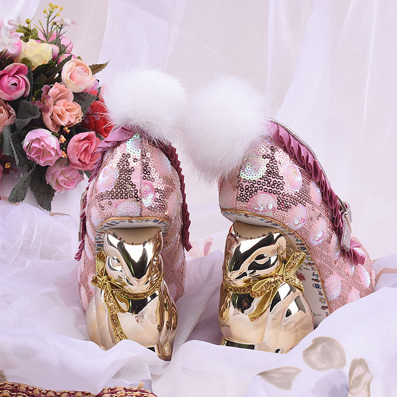 Novelty Bling Sequins Rabbit Pumps