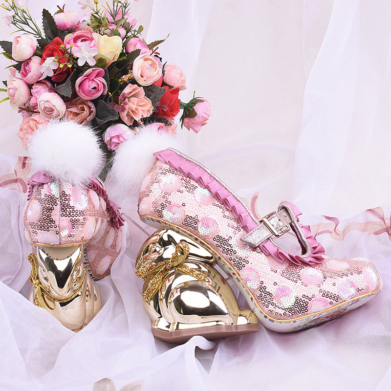 Novelty Bling Sequins Rabbit Pumps