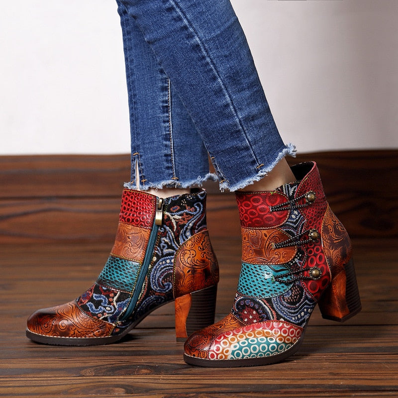 Mixed Color Ankle Boots