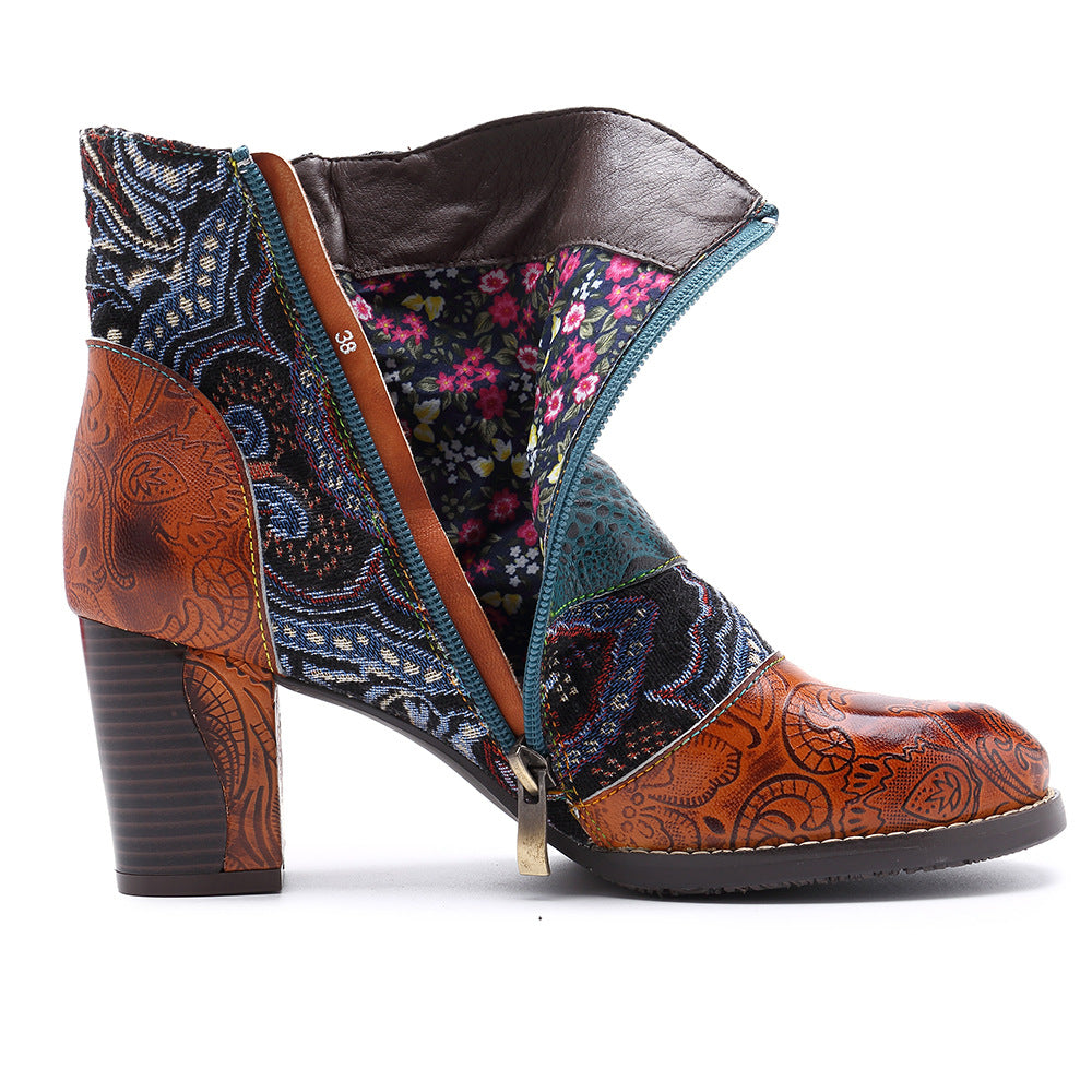 Mixed Color Ankle Boots