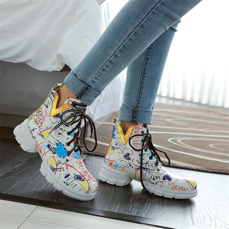 British Abstract Pattern Sneakers