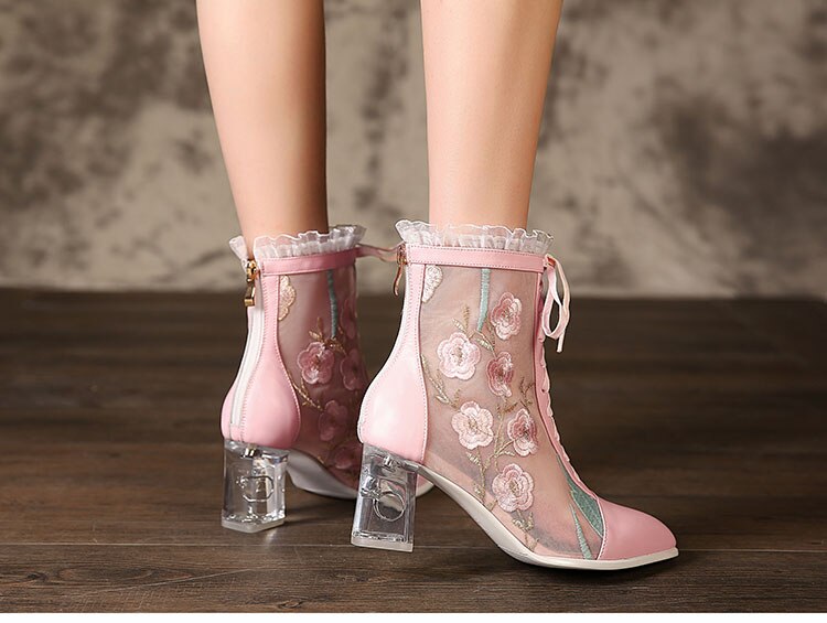 Pink Lolita Ankle Boots