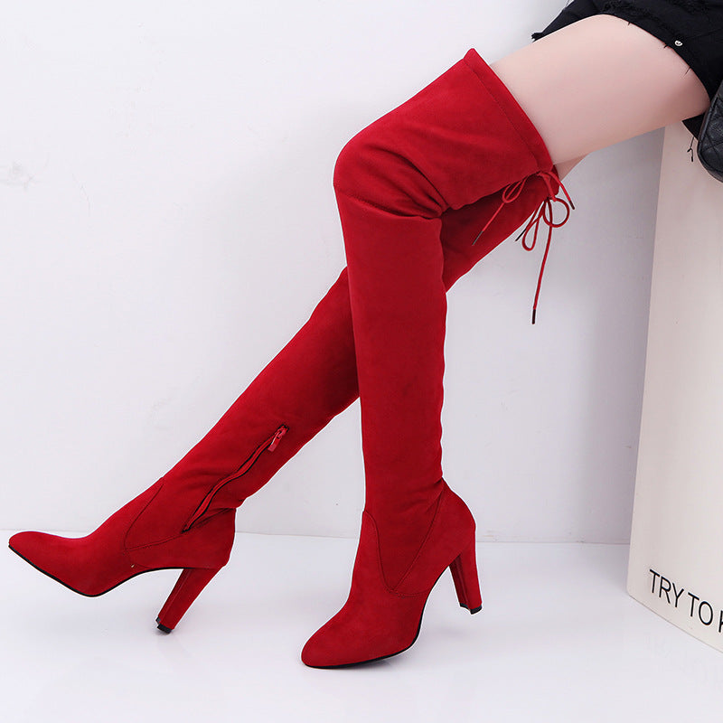 Sexy Velvet Women Over The Knee Heels Boots