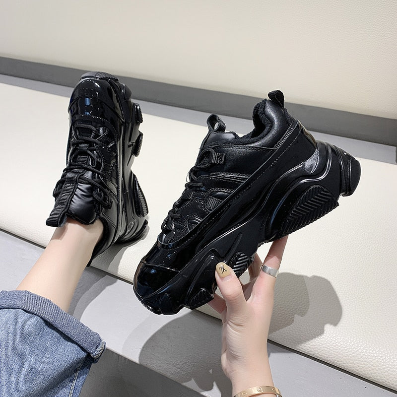 Two Tone Contrast Color Sport Style Chunky Trainer Women Sneaker