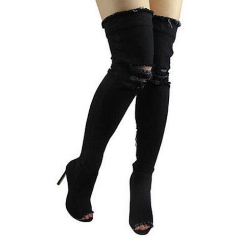 Modern Tassel Jeans Denim Women Over The Knee Boots