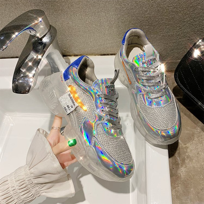 Transparent Jelly Harajuku Style with Hologram Detail Women Sneaker