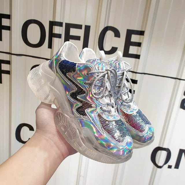 Transparent Jelly Harajuku Style with Hologram Detail Women Sneaker