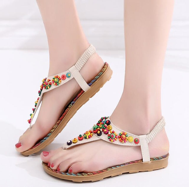 Rainbow Flower Flat Sandals