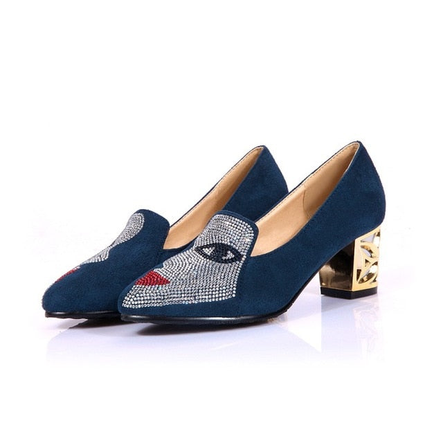 Sweet Flock Square Heeled Pump Shoes