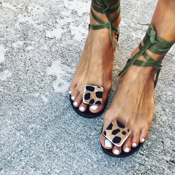 Rome Leopard Print Flat Sandal